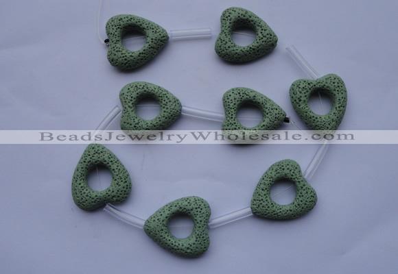 CLV29 15.5 inches 27*29mm heart green natural lava beads wholesale