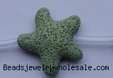 CLV33 16 inches 11*38mm star green natural lava beads wholesale