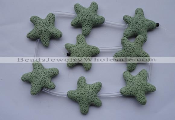 CLV33 16 inches 11*38mm star green natural lava beads wholesale