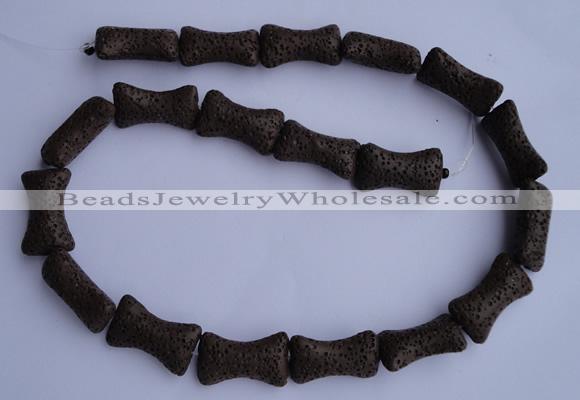 CLV35 15.5 inches 12*20mm pillow-shaped chocolate natural lava beads