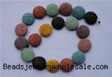 CLV39 15 inches 7*20mm flat round multicolor natural lava beads wholesale