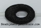 CLV43 15.5 inches 25*33mm oval black natural lava beads wholesale