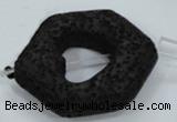 CLV44 15.5 inches 26*33mm hexagon black natural lava beads wholesale