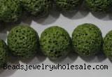 CLV464 15.5 inches 16mm round dyed green lava beads wholesale