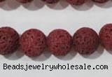 CLV470 15.5 inches 12mm round dyed red lava beads wholesale