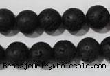 CLV486 15.5 inches 12mm round black lava beads wholesale