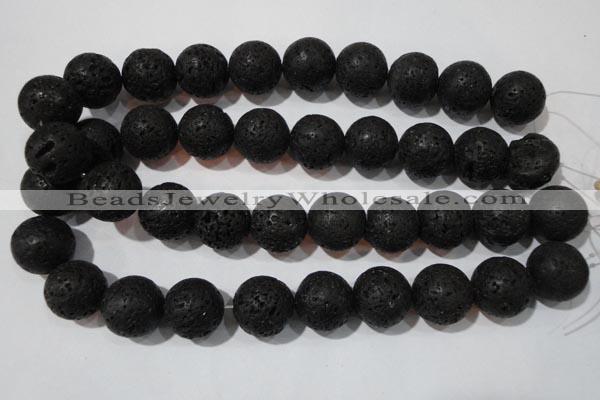 CLV490 15.5 inches 20mm round black lava beads wholesale