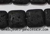 CLV495 15.5 inches 20*20mm square black lava beads wholesale