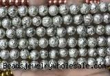 CLV530 15.5 inches 6mm round plated lava beads wholesale