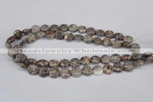 CMB08 15.5 inches 14mm flat round natural medical stone beads