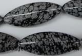 CME02 15.5 inches 15*40mm marquise snowflake obsidian beads