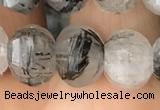 CME207 15.5 inches 7*9mm - 8*10mm pumpkin black rutilated quartz beads