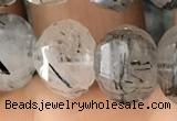 CME237 15.5 inches 10*11mm - 10*12mm pumpkin black rutilated quartz beads