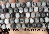 CME302 15.5 inches 8*11mm - 9*12mm pumpkin black rutilated quartz beads