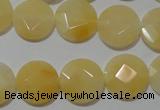 CME51 15.5 inches 15mm faceted coin yellow jade gemstone beads