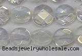 CME60 15.5 inches 10mm faceted coin plated white crystal beads