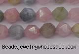 CMG201 15.5 inches 6mm faceted nuggets morganite gemstone beads