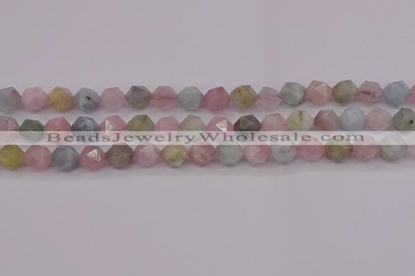 CMG203 15.5 inches 10mm faceted nuggets morganite gemstone beads