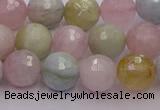 CMG211 15.5 inches 8mm faceted round morganite beads wholesale