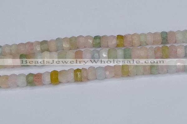 CMG218 15.5 inches 6*11mm faceted rondelle morganite beads