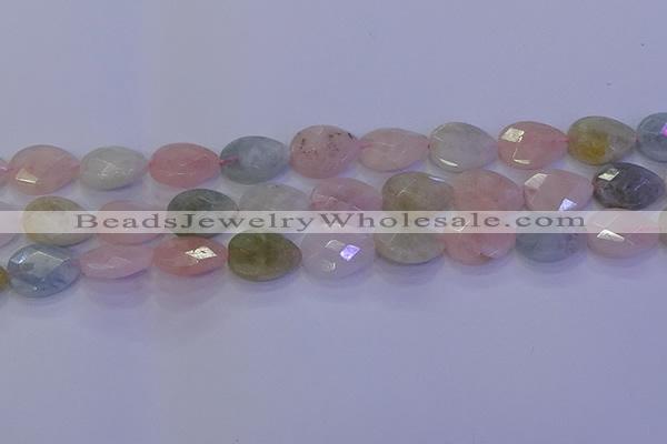 CMG272 15.5 inches 10*14mm faceted flat teardrop morganite beads