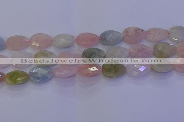 CMG275 15.5 inches 15*20mm faceted flat teardrop morganite beads