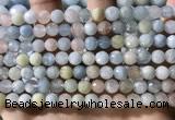 CMG386 15.5 inches 6mm faceted round morganite beads wholesale