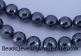 CMH05 16 inches 10mm faceted round magnetic hematite beads