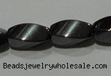 CMH153 15.5 inches 6*12mm twisted rice magnetic hematite beads