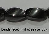 CMH154 15.5 inches 8*14mm twisted rice magnetic hematite beads