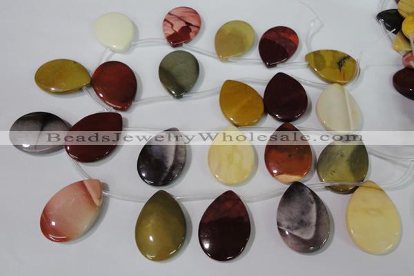 CMK285 Top-drilled 25*35mm flat teardrop mookaite gemstone beads