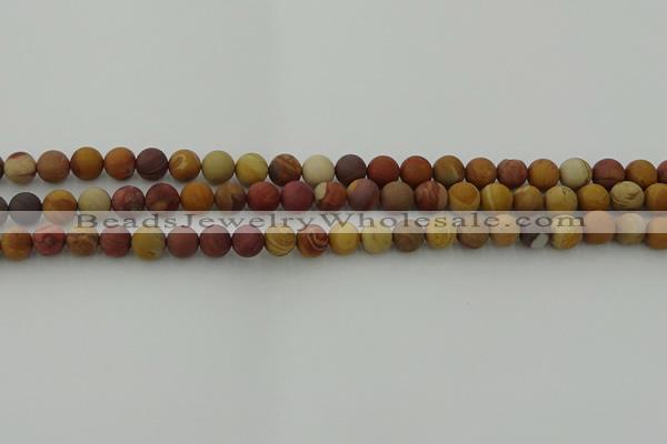 CMK310 15.5 inches 4mm round matte sunset mookaite beads