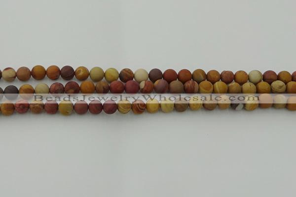 CMK311 15.5 inches 6mm round matte sunset mookaite beads