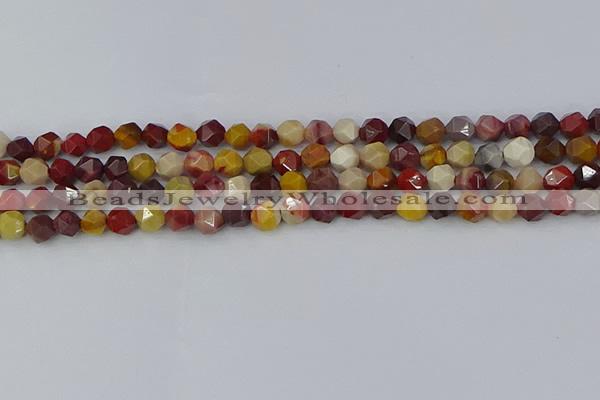 CMK324 15.5 inches 6mm faceted nuggets mookaite gemstone beads