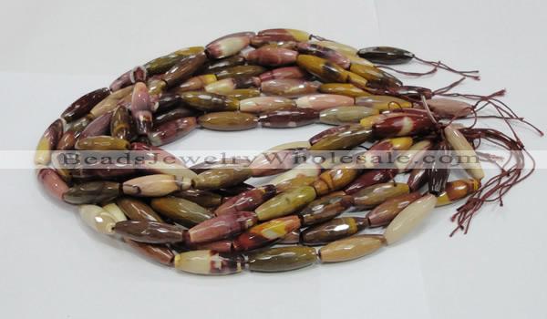 CMK48 15.5 inches 10*30mm faceted rice mookaite beads wholesale