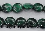 CMN100 15.5 inches 14mm flat round natural malachite beads wholesale