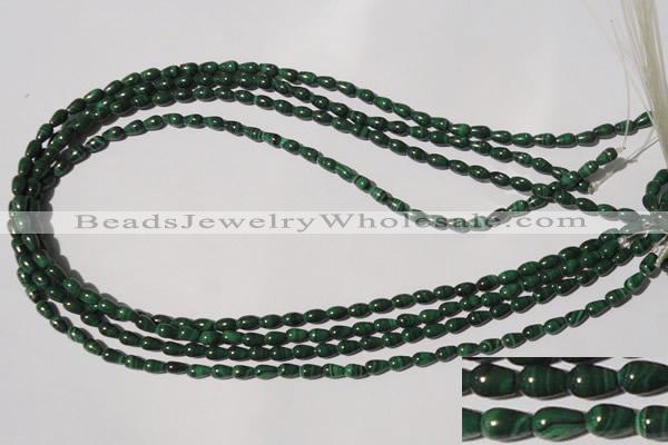 CMN215 15.5 inches 4*6mm teardrop natural malachite beads wholesale