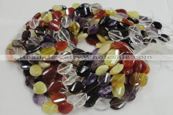 CMQ08 15*20mm twisted faceted teardrop multicolor quartz beads