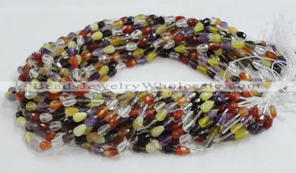 CMQ19 15.5 inches 6*9mm faceted teardrop multicolor quartz beads