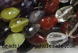 CMQ21 15.5 inches 10*14mm faceted teardrop multicolor quartz beads