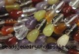 CMQ22 15.5 inches 6*10mm teardrop multicolor quartz beads