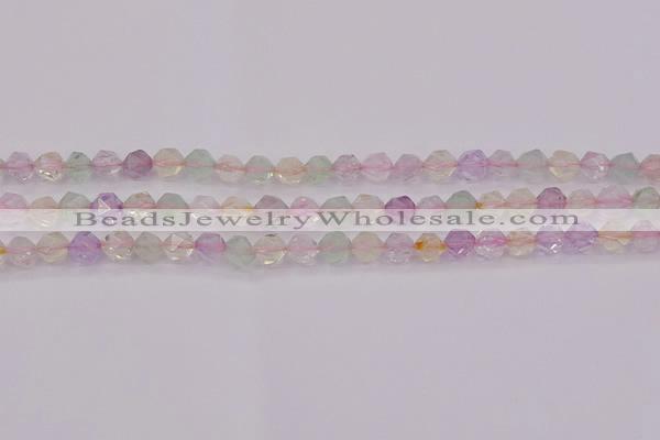 CMQ366 15.5 inches 6mm faceted nuggets mixed quartz beads