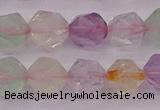 CMQ369 15.5 inches 12mm faceted nuggets mixed quartz beads