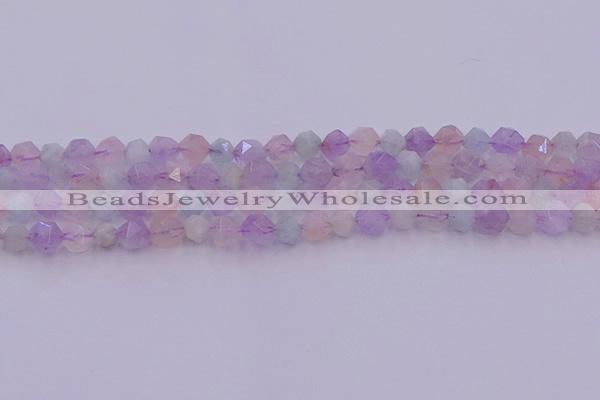 CMQ381 15.5 inches 6mm faceted nuggets mixed quartz beads