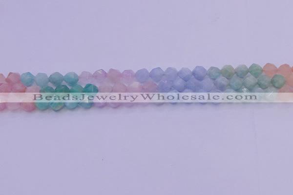 CMQ392 15.5 inches 8mm faceted nuggets mixed quartz beads