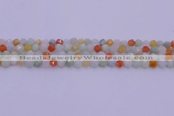 CMQ411 15.5 inches 6mm faceted nuggets mixed jade beads