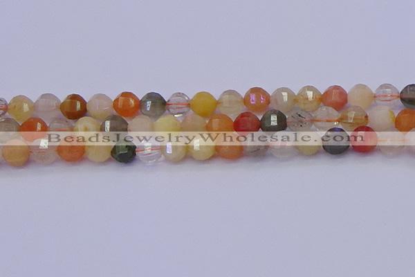 CMQ427 15.5 inches 8mm faceted round natural mixed quartz beads