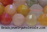 CMQ428 15.5 inches 10mm faceted round natural mixed quartz beads