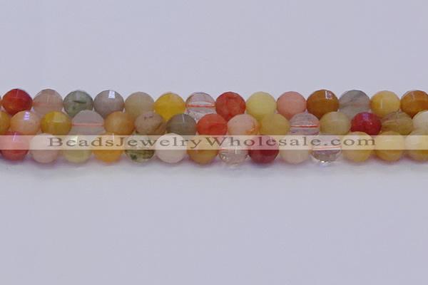 CMQ428 15.5 inches 10mm faceted round natural mixed quartz beads