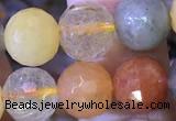 CMQ438 15.5 inches 10mm faceted round mixed rutilated quartz beads